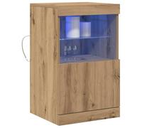 vidaXL Buffet Chêne Artisanal éclairage LED, bois d'ingénierie, rangement 41×37×67 cm