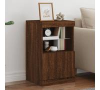 vidaXL Buffet avec Lumières LED, Armoire Latérale de Rangement, Organisateur de Salon Salle de Séjour Maison Intérieur, Moderne, Chêne Marron