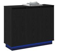 VIDAXL Buffet bas LED chêne noir 90 x 32 x 75 cm - 3 portes, bois d'ingénierie