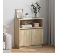 vidaXL Buffet LED Chêne Sonoma – Bois d'ingénierie, meuble de rangement 71 x 34,5 x 75 cm