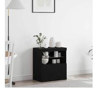 vidaXL Buffet avec lumières LED Chêne noir 60 × 37 × 67 cm