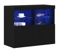 vidaXL Buffet LED Noir 81 x 37 x 66,5 cm Bois d'ingénierie, Buffet Moderne rectangulaire, unité de Rangement stylée, éclairage LED, Meuble Durable, Cabinet Polyvalent