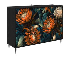 vidaXL Buffet LOCHEM Chêne Noir 102 x 33 x 76 cm Bois d'ingénierie, Meuble de Rangement pour Salon, Buffet rectangulaire, mobilier Moderne, Solution spacieuse pour la Maison