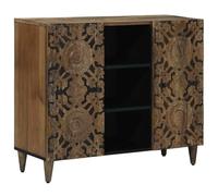 vidaXL Buffet Marron 90 x 33,5 x 75 cm Bois de Mangue Massif, Buffet Moderne, Rangement Contemporain, Meuble rectangulaire, unité Multifonction, étagère élégante pour Salon