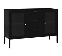 vidaXL Buffet Noir 105x35x70 cm Acier et verre trempé