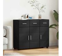 VidaXL Buffet noir 3 étagères 88,5 x 30,5 x 73 cm en bois d'ingénierie, finition mate