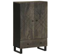 vidaXL Buffet noir 60x33x100 cm bois de manguier massif, armoire latérale, armoire de rangement haute, vitrine haute, 4017714