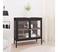 vidaXL Buffet Noir 70x35x70 cm Acier et verre336064 Noir G