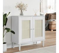 vidaXL Buffet SENJA aspect rotin blanc 80x35x80 cm bois massif de pin Blanc