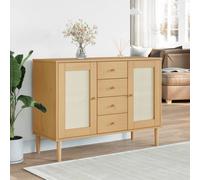 vidaXL Buffet SENJA aspect rotin marron 112x40x80cm bois massif de pin