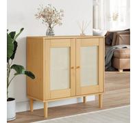 Vidaxl Buffet Senja Aspect Rotin Marron 80x35x80 Cm Bois Massif De Pin Marron