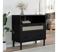 vidaXL Buffet SENJA aspect rotin noir 80x40x80 cm bois massif de pin 358021 Noir G