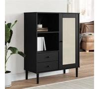 vidaXL Buffet SENJA aspect rotin noir 90x40x112cm bois massif de pin 358057 Noir G