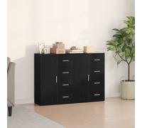 vidaXL Buffet Set de 2 Chêne Noir Bois, Poignées en Métal Moyen Buffet