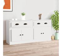 vidaXL Buffets 2 pcs, Meuble de Rangement, Armoire de Rangement, Organisateur Intérieur Salle de Séjour, Moderne, Blanc Bois d'Ingénierie Blanc G