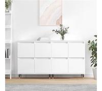 vidaXL Buffets 2 pcs blanc bois d'ingénierie