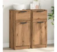 vidaXL Buffets 2 pcs 856954 – chêne artisanal, bois d'ingénierie 30x30x70 cm – Marron G