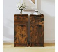 vidaXL 2X Buffets Armoires de Rangement Meubles de Rangement Armoires Latérales Salle de Séjour Salon Chêne Fumé 30x30x70 cm Bois d'Ingénierie