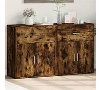 vidaXL Buffets 2 pcs chêne fumé 60x31x70 cm bois d'ingénierie, armoire de rangement, meuble d'entrée, meuble d'appoint, 3276550 Marron G