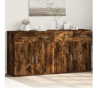 vidaXL Buffets 2 pcs chêne fumé 79x38x80 cm bois d'ingénierie 3276620 Marron G