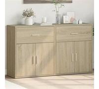 vidaXL Buffets 2 pcs chêne sonoma 60x31x70 cm bois d'ingénierie, armoire de rangement, meuble d'entrée, meuble d'appoint 3276548 Marron G