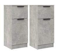vidaXL Buffets 2 pcs Gris béton 30x30x70 cm Bois d'ingénierie