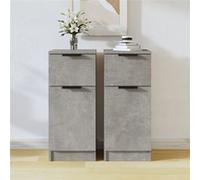 811124 vidaXL Buffets 2 pcs Gris béton 30x30x70 cm Bois d'ingénierie