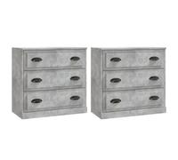 vidaXL Buffets 2 pcs gris béton bois d'ingénierie