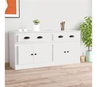 vidaXL Buffets 2 pcs blanc bois d'ingénierie