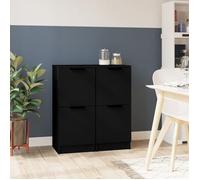 vidaXL Buffets 2 pcs Bois d'ingénierie Noir 30x30x70 cm