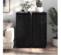 vidaXL Buffets 2 pcs Noir 31,5x34x75 cm Bois massif de pin