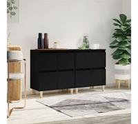 vidaXL Buffets 2 pcs noir 60x35x70 cm bois d'ingénierie