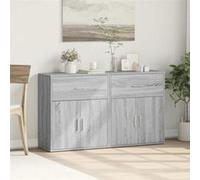 vidaXL Buffets 2 pcs sonoma gris 60x31x70 cm bois d'ingénierie, armoire de rangement, meuble d'entrée, meuble d'appoint 3276551 Gris G