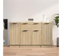 vidaXL Buffets 3 pcs, Armoires avec 6 Compartiments et Tiroir, Meubles de Rangement Salon Salle de Séjour, Moderne, Chêne Sonoma Bois d'Ingénierie Marron G