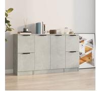 vidaXL Buffets 3 pcs – Armoires latérales modernes avec rangement, bois d'ingénierie gris béton