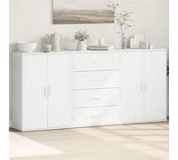 vidaXL Buffets 3 pièces en bois d'ingénierie - Blanc