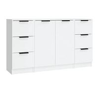 vidaXL Buffet 3115836 – 3 pièces, bois d'ingénierie, blanc
