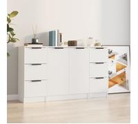 vidaXL Buffets 3 pcs Blanc Bois d'ingénierie