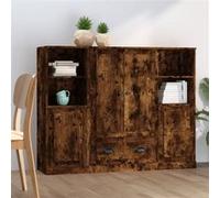 vidaXL Buffets 3 pcs chêne fumé bois d'ingénierie, armoire, armoire de rangement, buffet haut, armoire latérale, armoire haute, armoire console Marron G