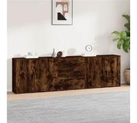 vidaXL Buffets 3 pcs Chêne fumé Bois d'ingénierie Marron