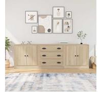 vidaXL Buffets 3 pièces 3185218 Chêne sonoma Bois d'ingénierie Marron