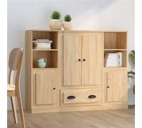 vidaXL Buffets 3 pcs chêne sonoma bois d'ingénierie Marron