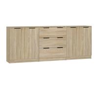 vidaXL Buffets 3 pcs Chêne sonoma Bois d'ingénierie Marron