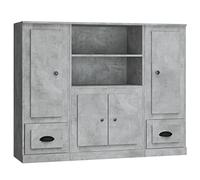 vidaXL Buffets 3 pcs Gris béton Bois d'ingénierie, Armoire, Armoire de Rangement, Buffet Haut, Armoire latérale, Armoire Haute, Armoire Console
