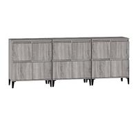 vidaXL Buffets 3 pcs, Meuble de Rangement avec Compartiments, Armoire de Rangement, Organisateur Intérieur Salon, Industriel, Sonoma Gris Bois d'Ingénierie
