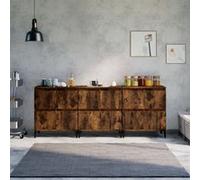 vidaXL Buffets 3 pièces – Bois d'ingénierie – Chêne fumé – 60x35x70 cm