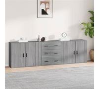 vidaXL Buffets 3 pcs, Meubles de Rangement avec Tiroir, Armoires de Rangement, Organisateur Salon Intérieur, Moderne, Sonoma Gris Bois d'Ingénierie Gris G