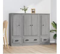 vidaXL Buffets 3 pcs sonoma gris bois d'ingénierie, armoire, armoire de rangement, buffet haut, armoire latérale, armoire haute, armoire console Gris G