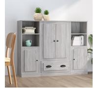 vidaXL Buffets 3 pcs Sonoma Gris – Bois d'ingénierie, Armoire de rangement