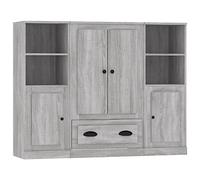 vidaXL Buffets 3 pcs Sonoma Gris Bois d'ingénierie, Armoire, Armoire de Rangement, Buffet Haut, Armoire latérale, Armoire Haute, Armoire Console